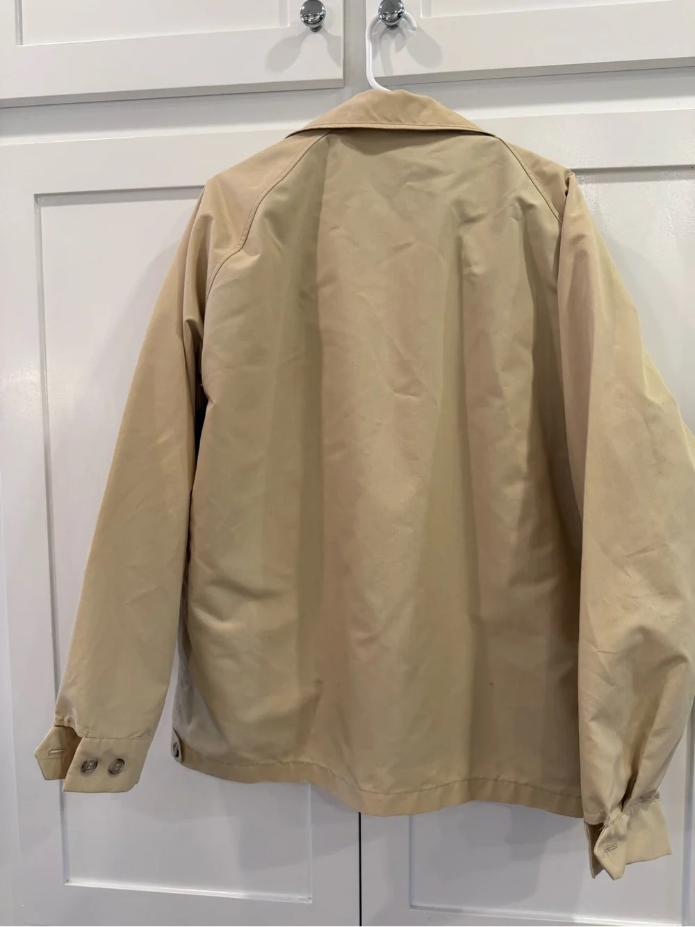 Vintage London Fog 44 Long Tan Zip Jacket Removable Faux Fur Liner USA Classic